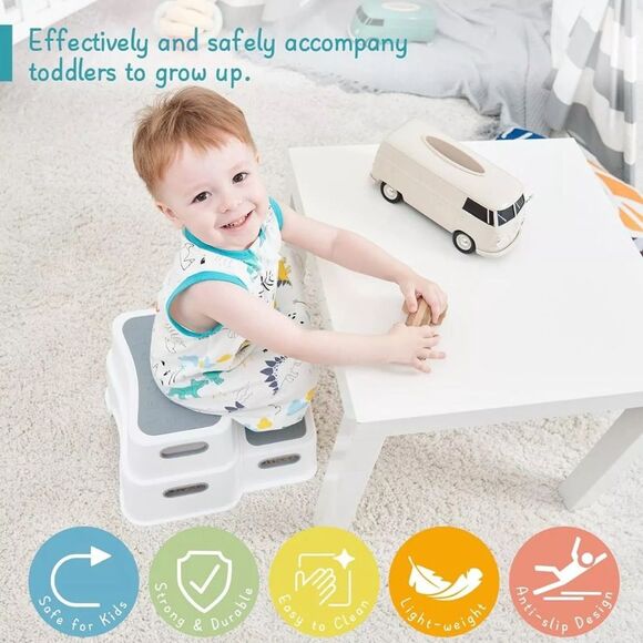 Forbena toddler step stool white and gray NWOT 2 steps - Picture 5 of 9